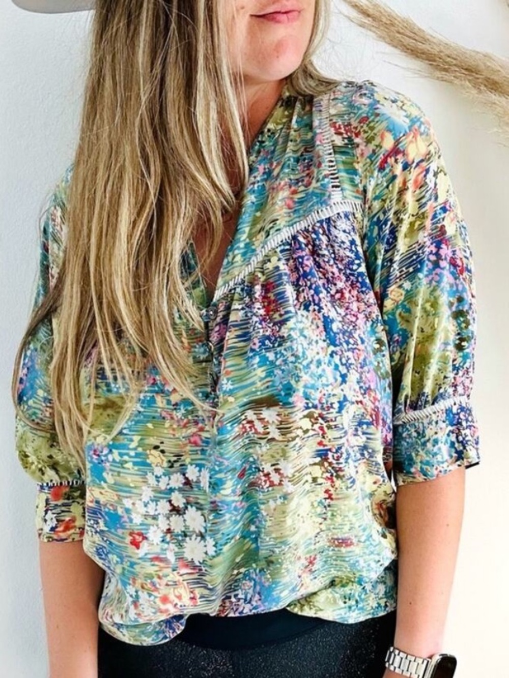 Dolan Anthropologie Women’s Size XS Flowering Pasture Blouse Button Crochet Silk